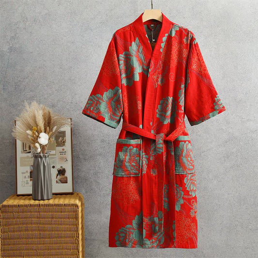 Robe yukata en gaze de coton pivoine - XL - image 0