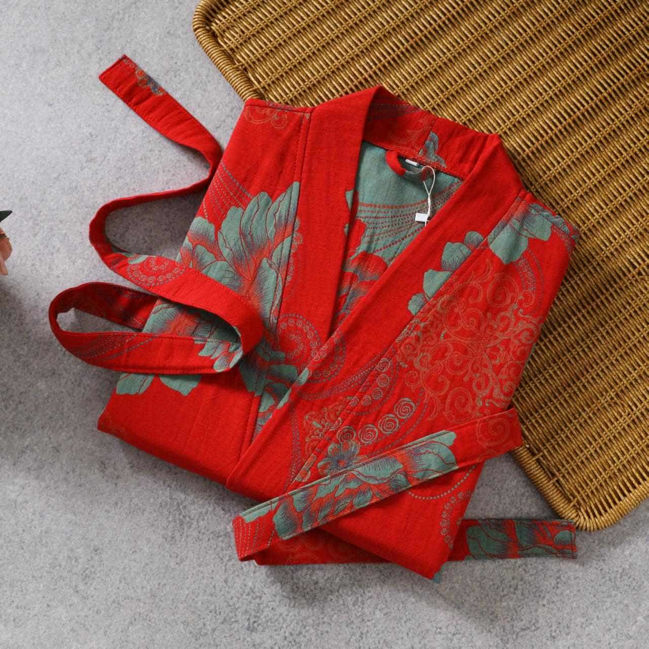 Robe yukata en gaze de coton pivoine - image 1