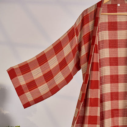 Peignoir kimono classique à carreaux en gaze de coton - image 1