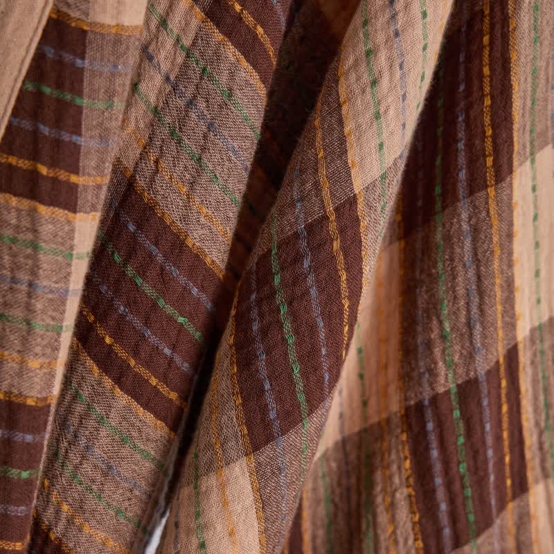 Peignoir kimono classique à carreaux en gaze de coton - image 9