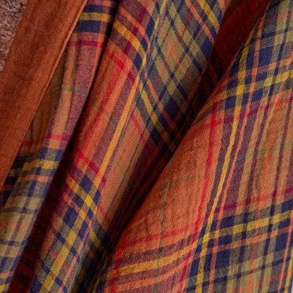 Robe kimono vintage en gaze de coton à carreaux - image 5