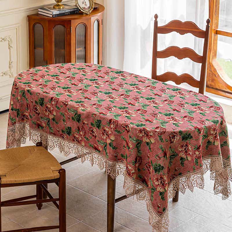 Nappe élégante avec bordure en dentelle et motif floral - image 5