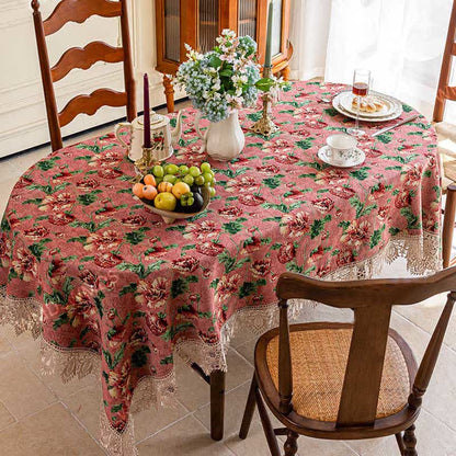 Nappe élégante avec bordure en dentelle et motif floral - image 4