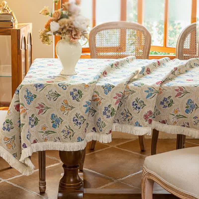 Nappe vintage avec pompon et bouquet fleuri - image 14