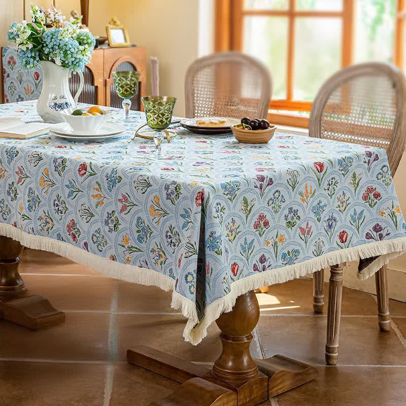 Nappe vintage avec pompon et bouquet fleuri - image 10