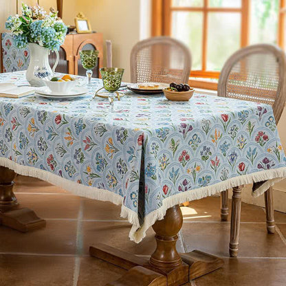 Nappe vintage avec pompon et bouquet fleuri - image 10