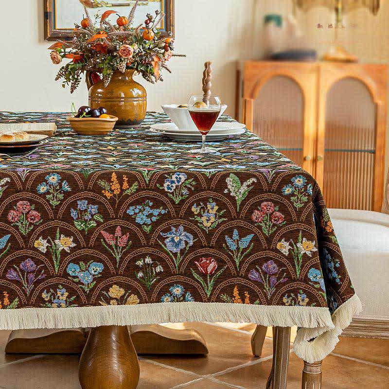 Nappe vintage avec pompon et bouquet fleuri - image 7