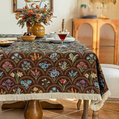 Nappe vintage avec pompon et bouquet fleuri - image 7