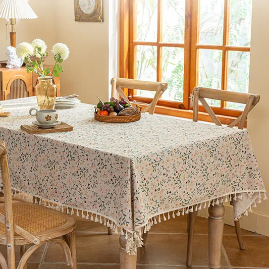 Nappe décorative à pompon floral de style cottagecore - 140 cm x 260 cm - image 0