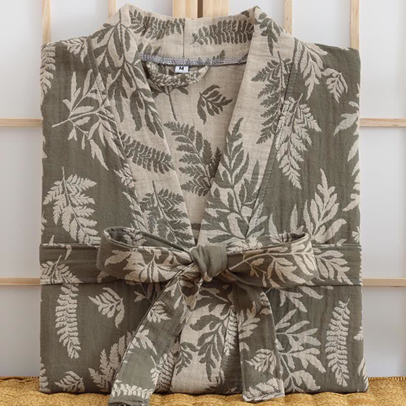Robe Yukata kimono en gaze de coton feuille - image 8