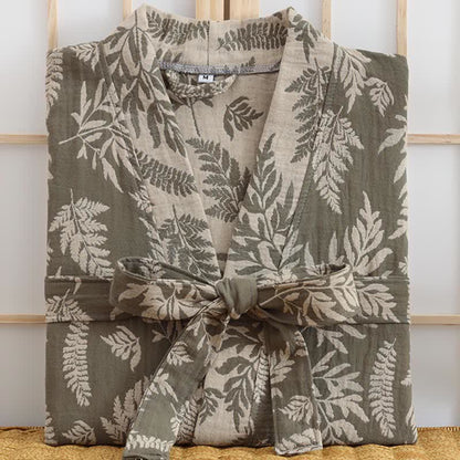 Robe Yukata kimono en gaze de coton feuille - image 8