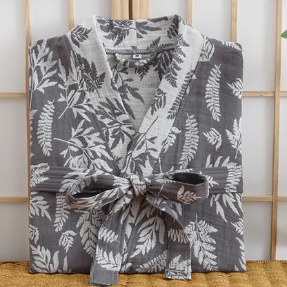 Robe Yukata kimono en gaze de coton feuille - image 6
