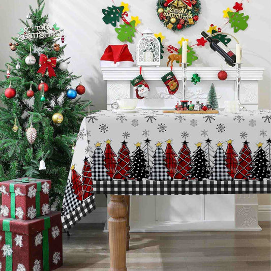Nappe à imprimé sapin de Noël et flocon de neige - 152 cm x 305 cm - image 0
