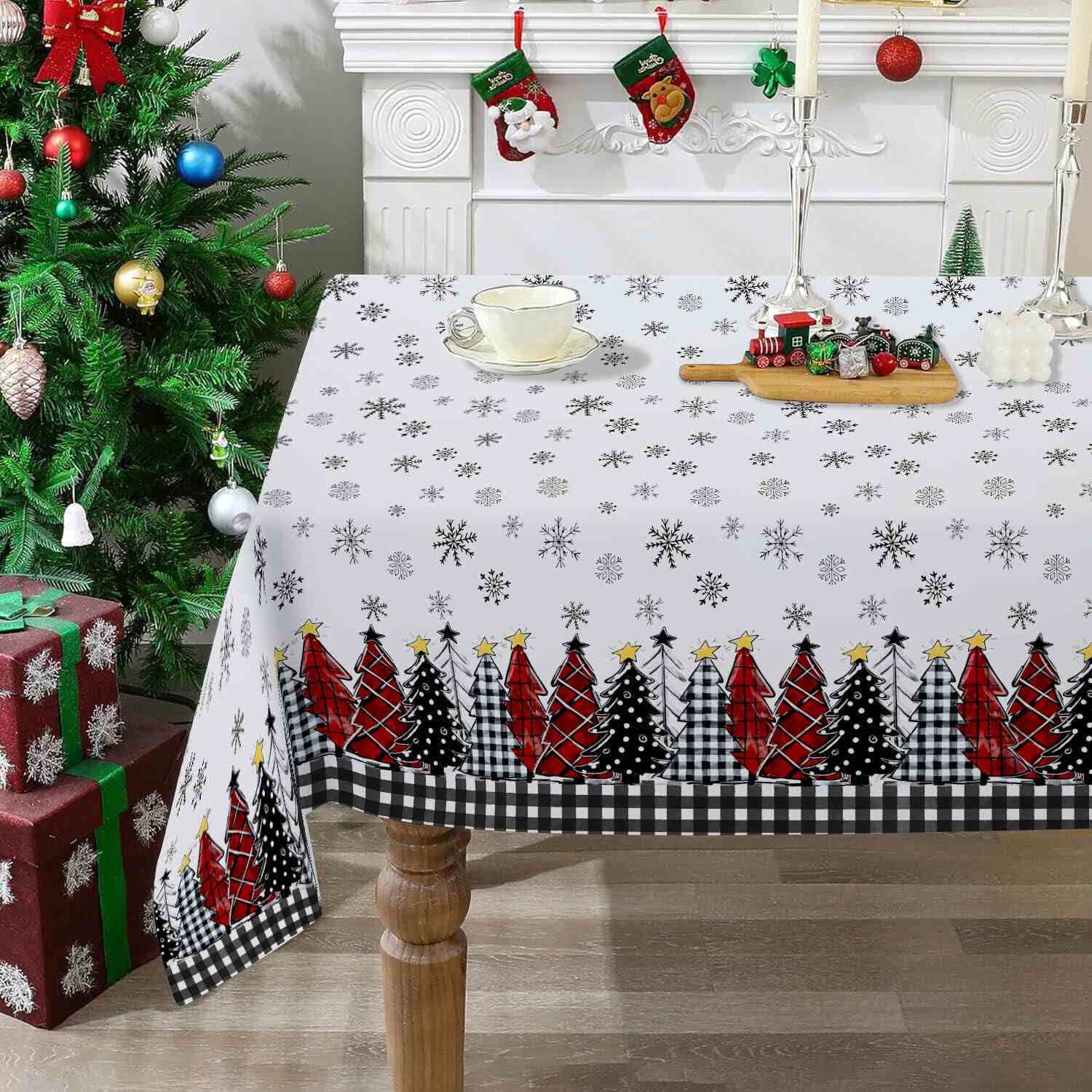 Nappe à imprimé sapin de Noël et flocon de neige - image 4
