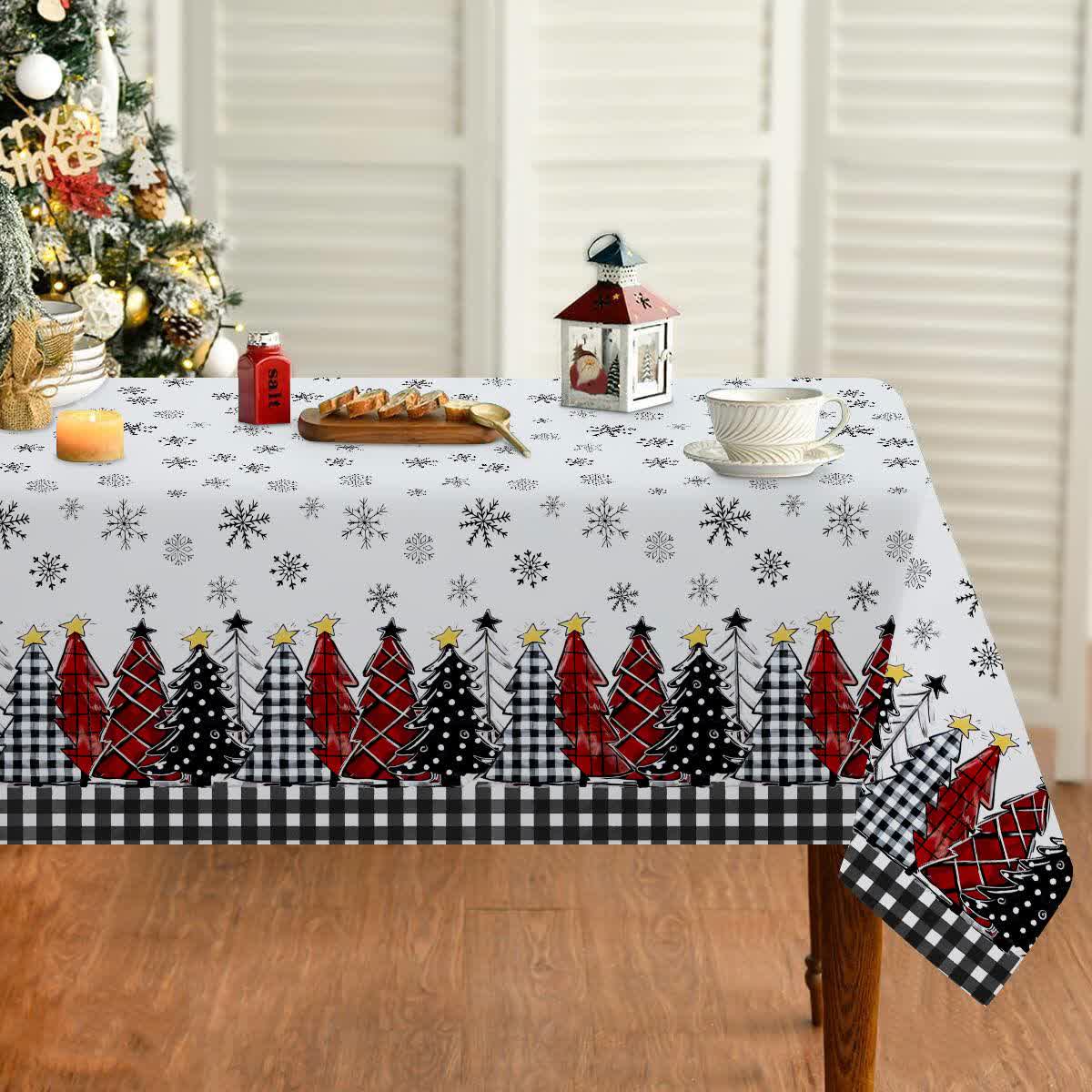 Nappe à imprimé sapin de Noël et flocon de neige - image 5