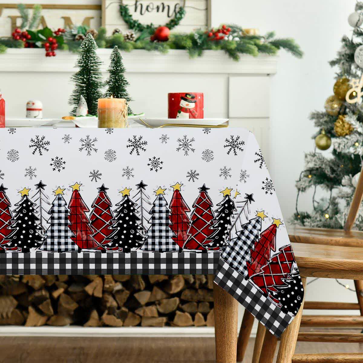 Nappe à imprimé sapin de Noël et flocon de neige - image 3