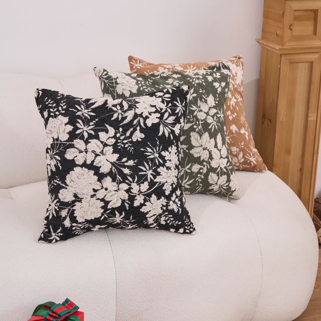 Coussin avec motif de feuilles de fleurs et insert - image 0