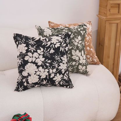 Coussin avec motif de feuilles de fleurs et insert - image 0