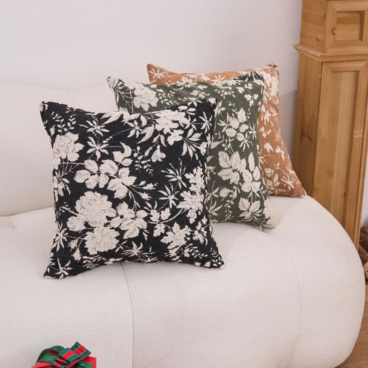 Coussin avec motif de feuilles de fleurs et insert - image 0