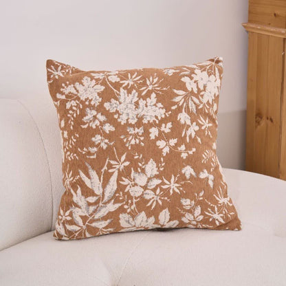 Coussin avec motif de feuilles de fleurs et insert - Kaki - 60 cm x 60 cm - image 7