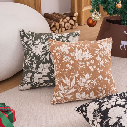 Coussin avec motif de feuilles de fleurs et insert - image 1