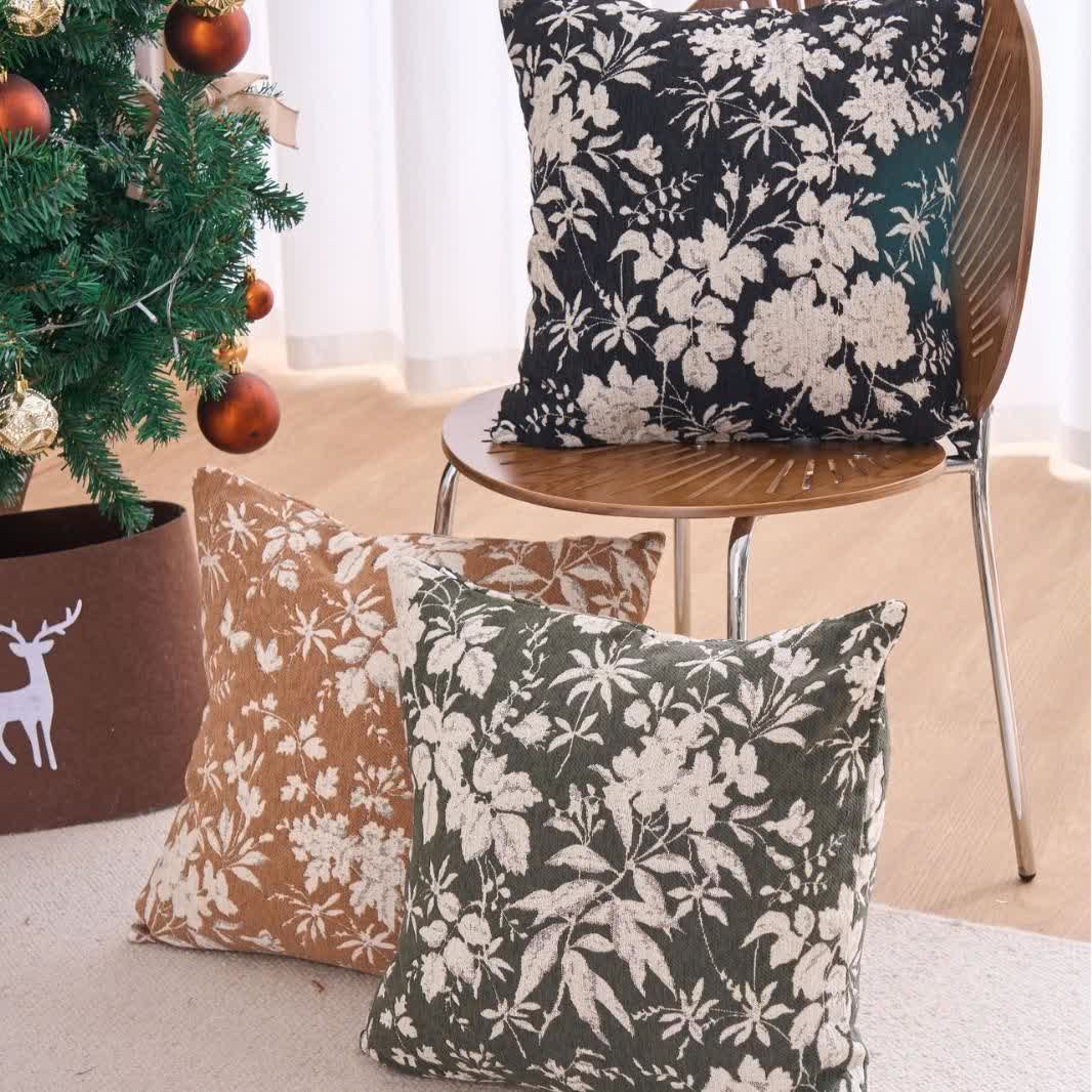 Coussin avec motif de feuilles de fleurs et insert - image 2