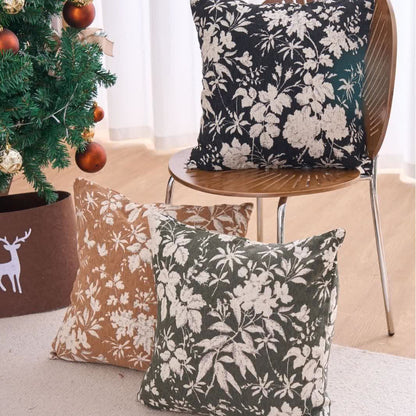 Coussin avec motif de feuilles de fleurs et insert - image 2