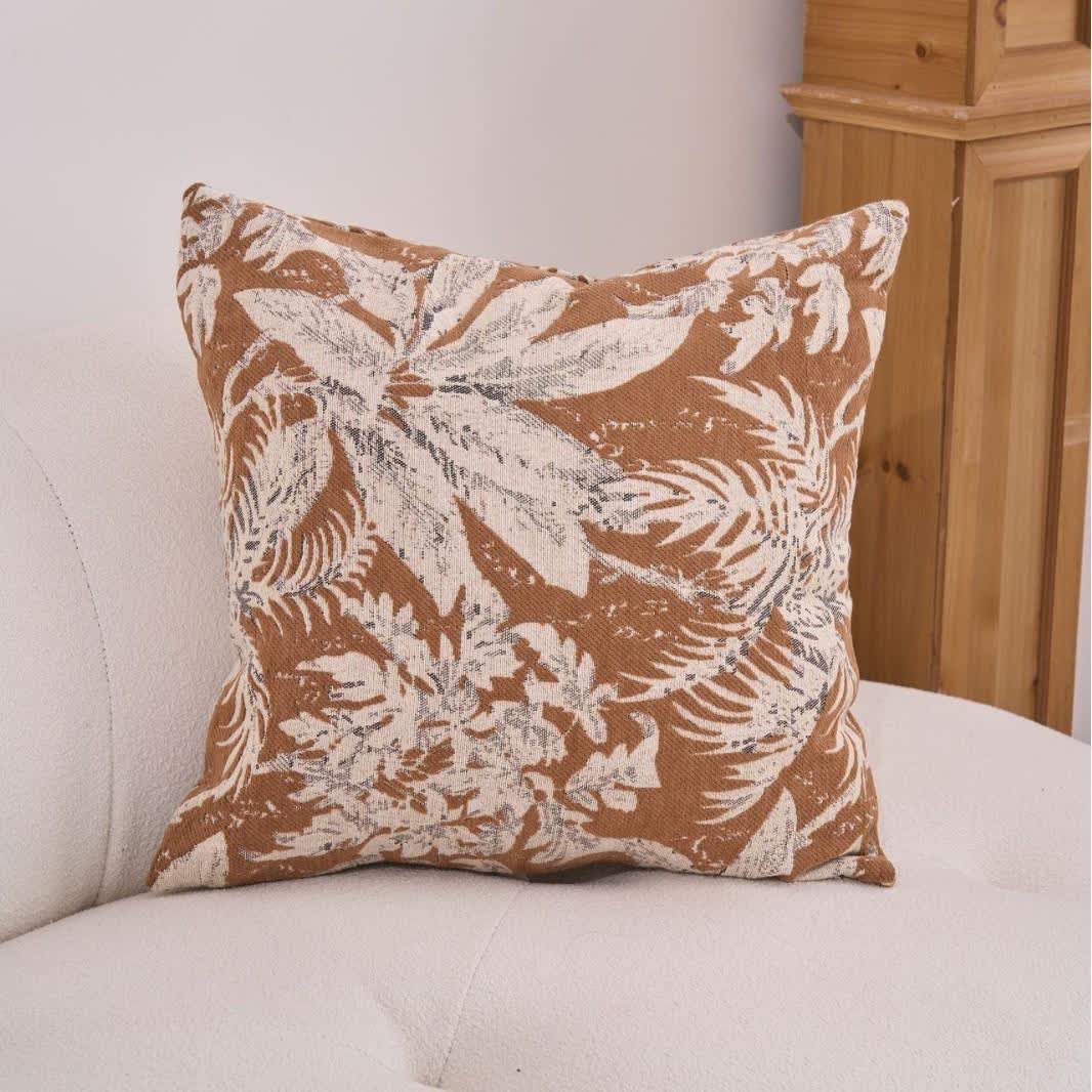 Coussin décoratif à motif de feuilles tropicales - Kaki - 60 cm x 60 cm - image 8
