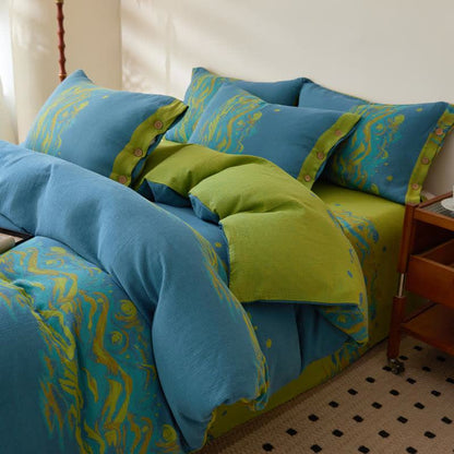 Parure de lit en gaze de coton jacquard paysage - image 2