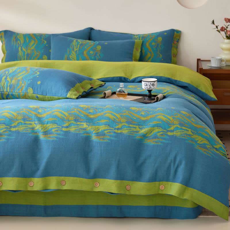 Parure de lit en gaze de coton jacquard paysage - ensemble de literie - 220 cm x 240 cm - image 0