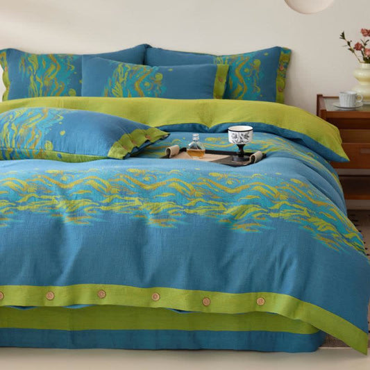 Parure de lit en gaze de coton jacquard paysage - ensemble de literie - 220 cm x 240 cm - image 0