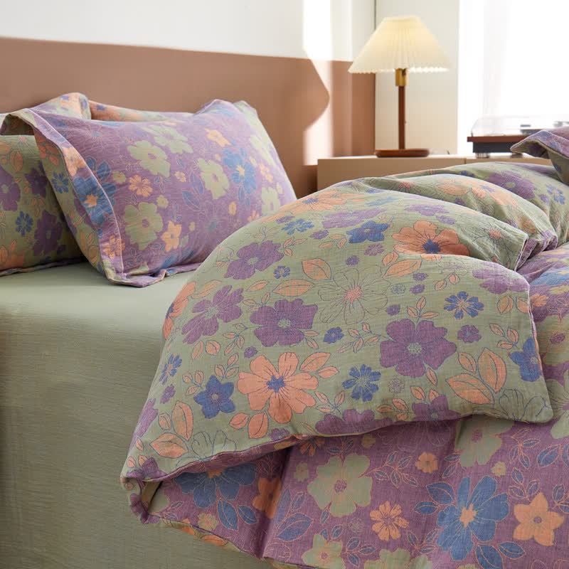 Linge de lit élégant en gaze de coton à motif floral façon jacquard - image 2