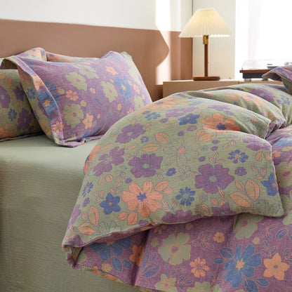 Linge de lit élégant en gaze de coton à motif floral façon jacquard - image 2