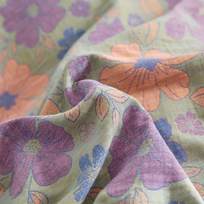 Linge de lit élégant en gaze de coton à motif floral façon jacquard - image 5