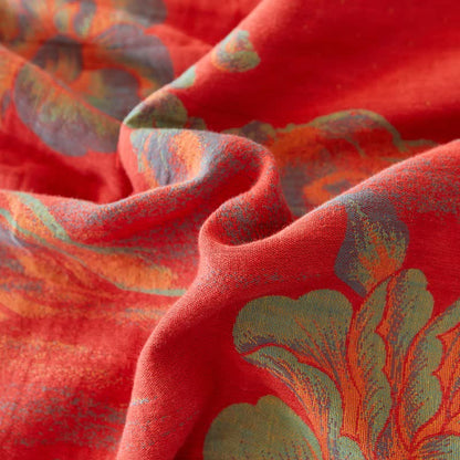 Linge de lit luxueux en gaze de coton de style jacquard avec motif pivoine - image 3