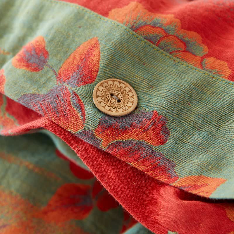 Linge de lit luxueux en gaze de coton de style jacquard avec motif pivoine - image 4