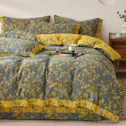 Linge de lit en gaze de coton à motif jacquard et motif fleur de prunier - ensemble de literie - 220 cm x 240 cm - image 0
