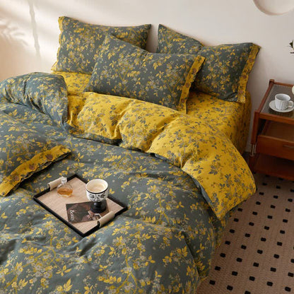 Linge de lit en gaze de coton à motif jacquard et motif fleur de prunier - image 2