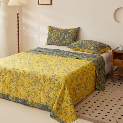 Linge de lit en gaze de coton à motif jacquard et motif fleur de prunier - image 6