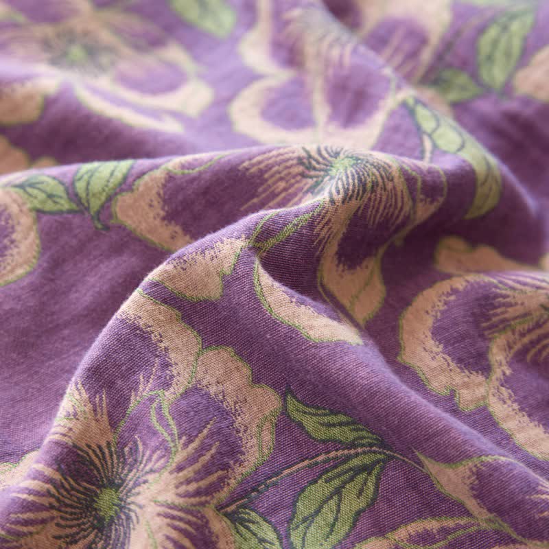 Linge de lit en gaze de coton à motif jacquard fleur de pêcher - image 5