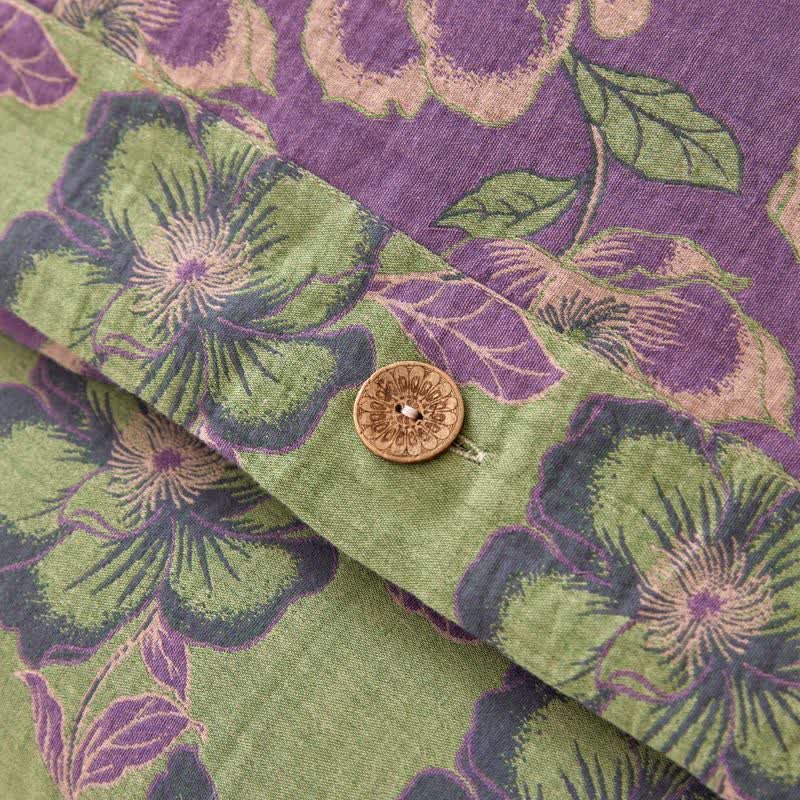 Linge de lit en gaze de coton à motif jacquard fleur de pêcher - image 4