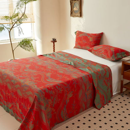 Linge de lit vintage country en gaze de coton jacquard - image 1