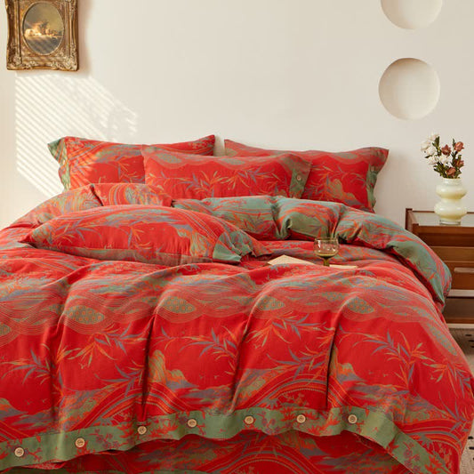 Linge de lit vintage country en gaze de coton jacquard - ensemble de literie - 220 cm x 240 cm - image 0