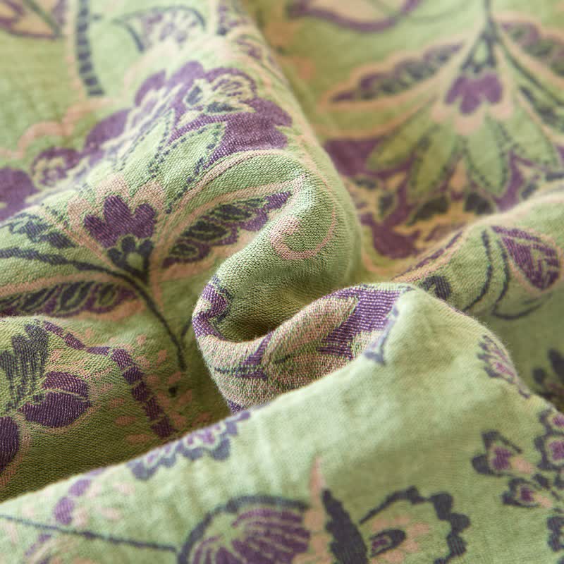 Linge de lit en gaze de coton à motif floral abstrait et jacquard - image 4