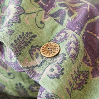 Linge de lit en gaze de coton à motif floral abstrait et jacquard - image 3