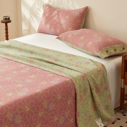 Linge de lit en gaze de coton avec un motif floral frais de style jacquard - image 3