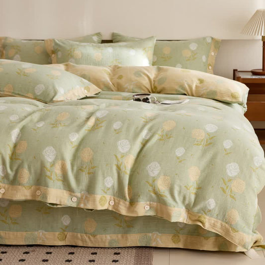 Linge de lit en gaze de coton à motif jacquard rose pastel - ensemble de literie - 220 cm x 240 cm - image 0