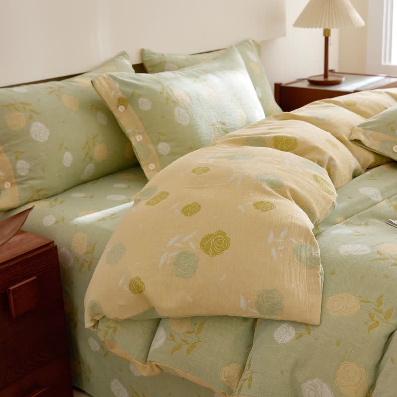Linge de lit en gaze de coton à motif jacquard rose pastel - image 5