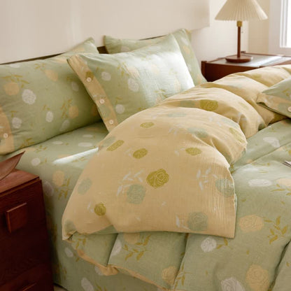 Linge de lit en gaze de coton à motif jacquard rose pastel - image 5