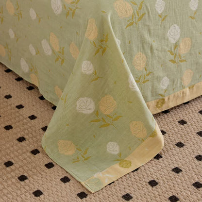 Linge de lit en gaze de coton à motif jacquard rose pastel - image 8